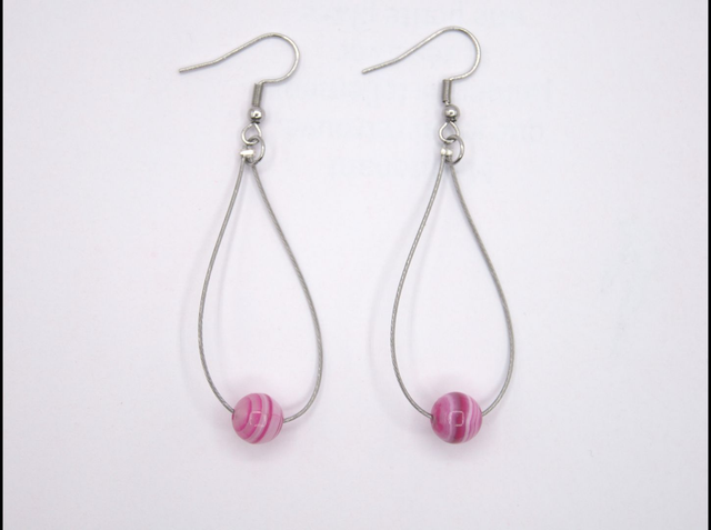 Boucles d'oreilles gouttes 1 agate rose