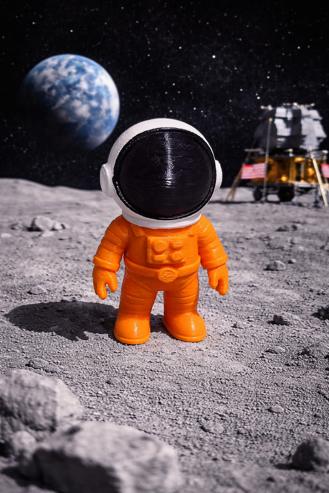 Astronaute orange ( fabriqué en PLA ) - Vendu sans socle