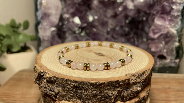 Bracelet QUARTZ ROSE 4mm (Avec Hématites)