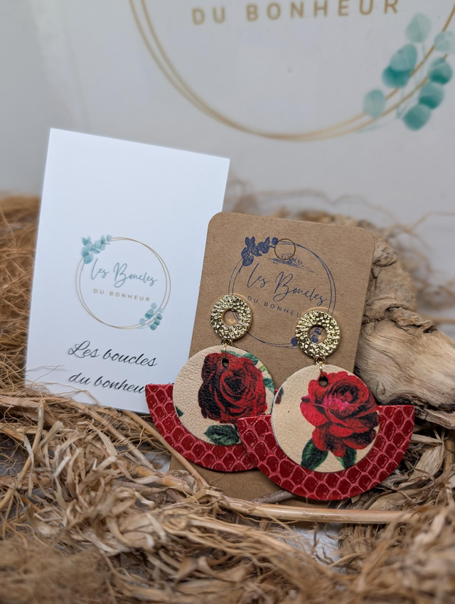Boucles d'oreilles Dona rose rouge do066