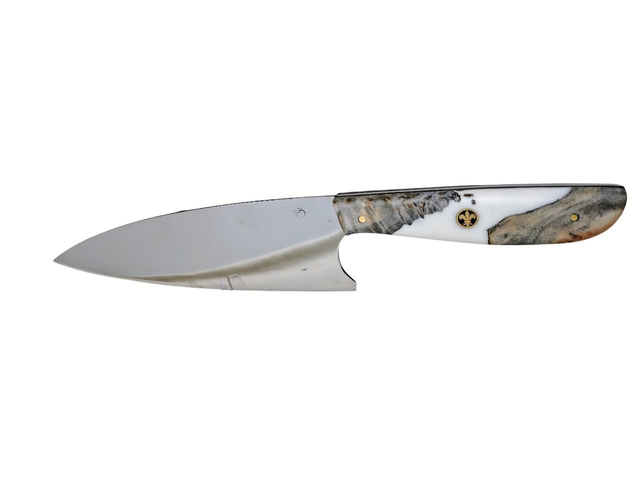 Couteau de cuisine inox - peuplier et résine 