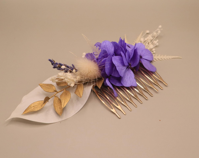 Peigne de MARIAGE en fleurs stabilisées "Isobel" -accessoire de la mariée