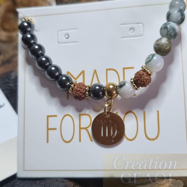 Agate arbre, rudraskha, aventurine verte et Hématite non Magnétique