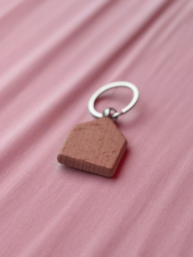 Wooden House Keyring