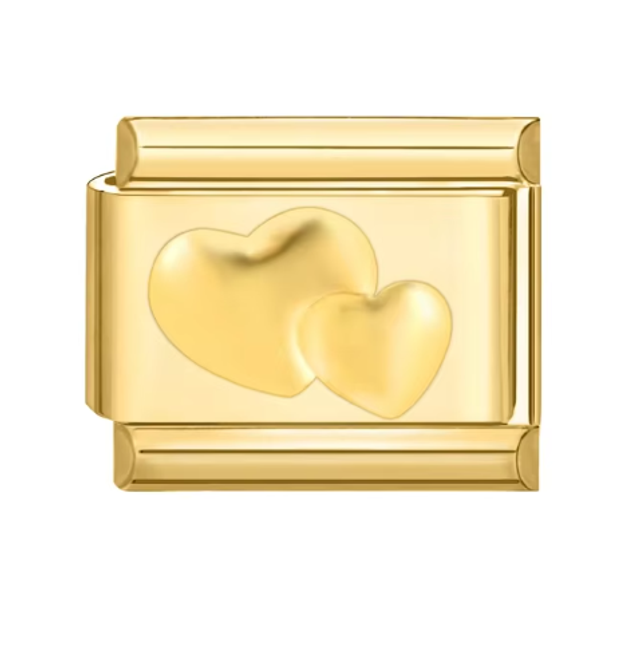 Charm 2 Corazones Dorado