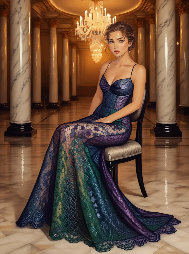 Robes et tailleurs haute couture en dentelles imprimées tarif sur demande.