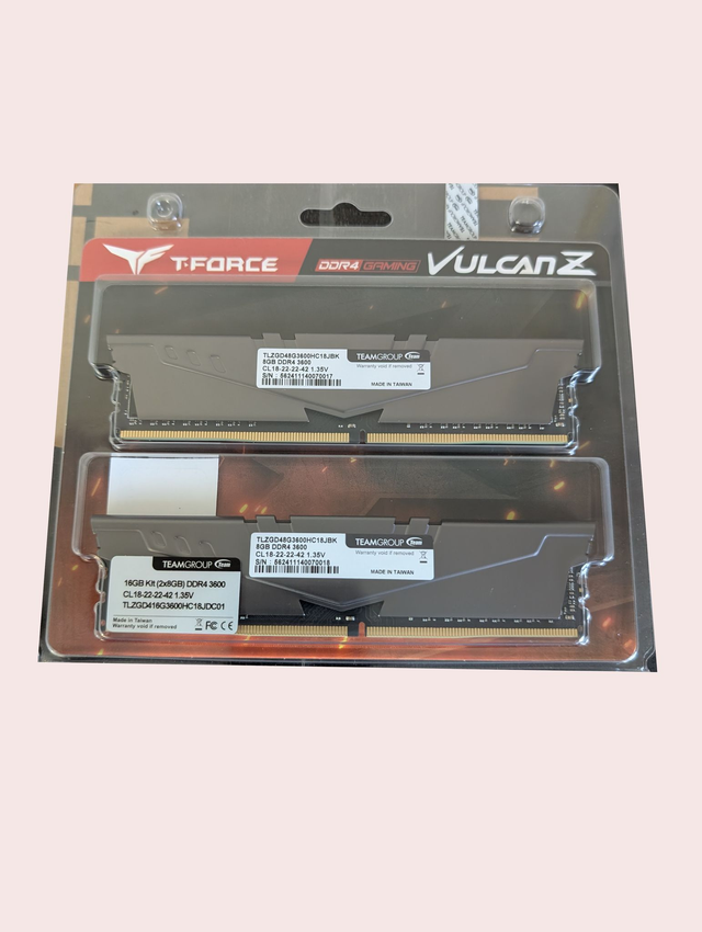 Team T-Force Vulcan Z 16GB Kit (2 x 8GB), DDR4, 3600MHz (PC4-28800), CL18, XMP 2.0, DIMM Memory, Grey