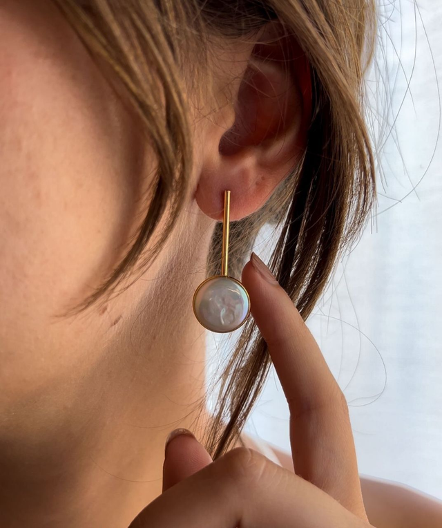 Orecchini Selene con Perla Moneta Pendolo