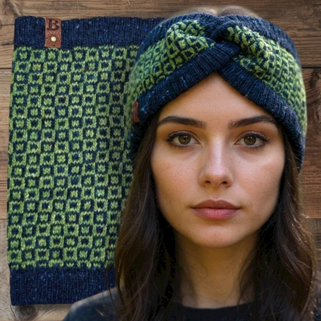 Soft Merino Wool Handmade Headband and Snood 2 Piece Set (Colour: Jolly Rancher)