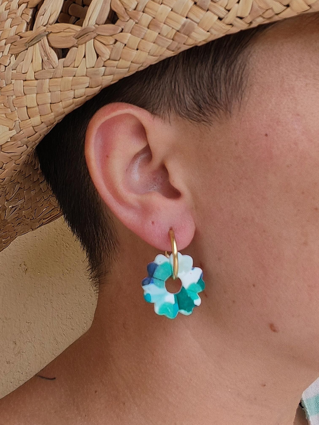 Fleur Leady blanc bleu réversible