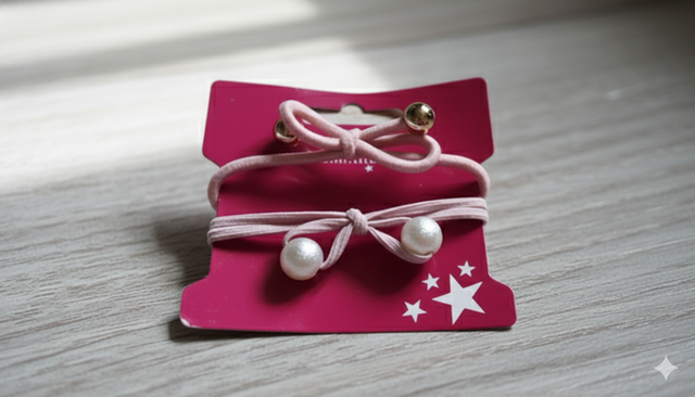 Elastiques roses et perles