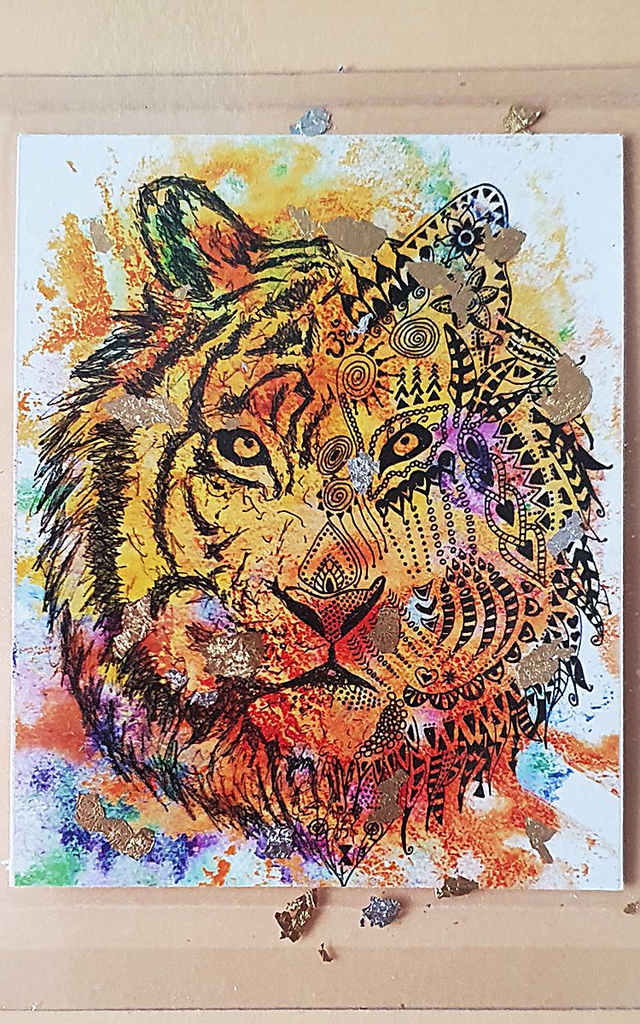 Krafttierkarte "Tiger" Energiekarte programmiert mit den Eigenschaften des Krafttiers. Format A7