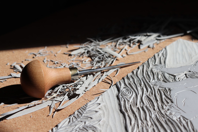 Linogravure A4 Ecureuil