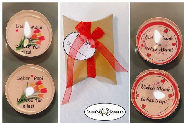 1er Teelicht - Danke liebes Mami / Danke lieber Papi