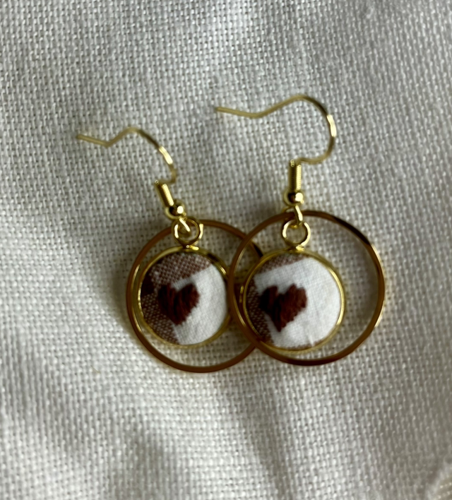 Boucles d’oreilles Petite Marcelle marron/vichy
