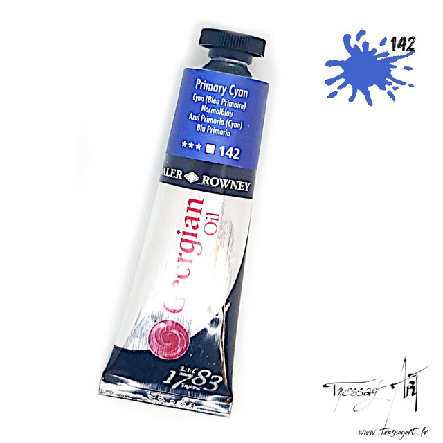 DALER ROWNEY - PEINTURE A L'HUILE GEORGIAN 38mL - BLEU PRIMAIRE CYAN 142 - CA133142