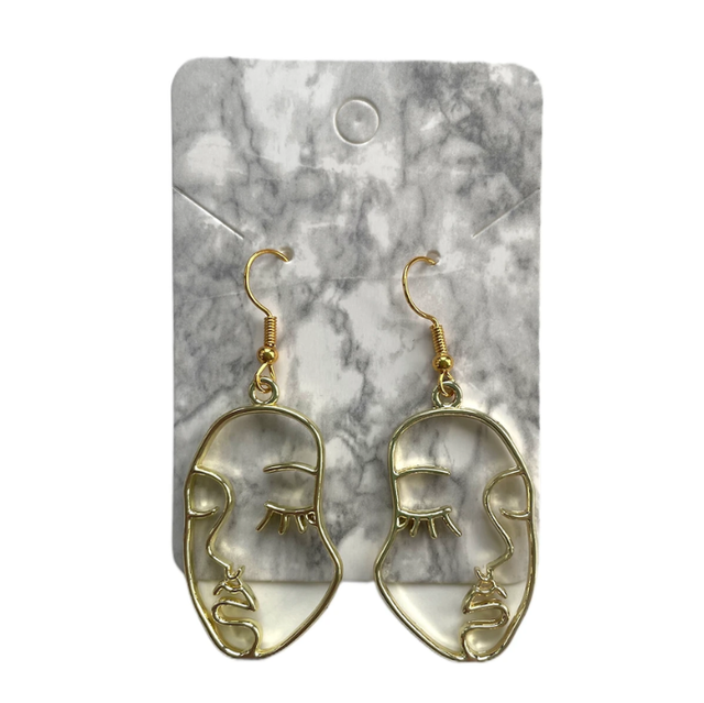 Face earrings - large gold