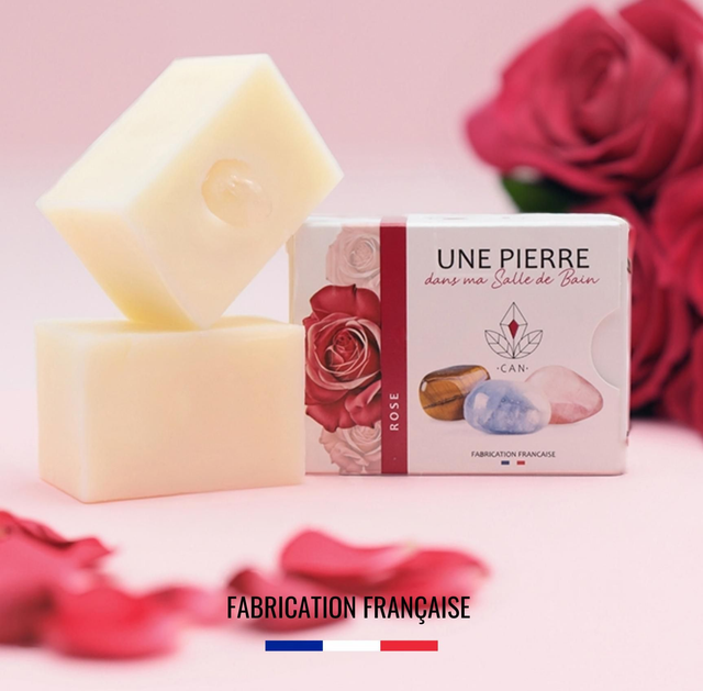 Savon artisanal à la rose &amp; pierre naturelle 