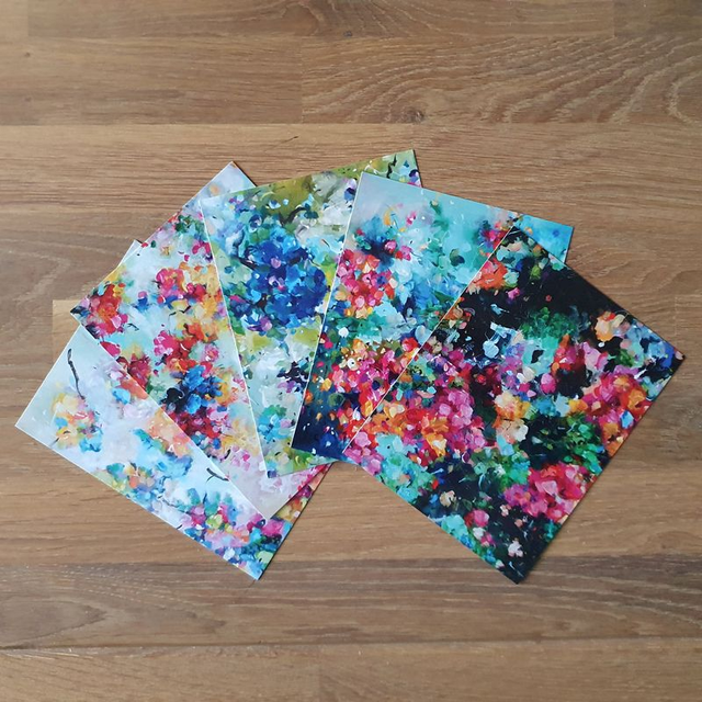 Kaartenset (glanzend) 5 stuks, incl. enveloppen wit (set c)