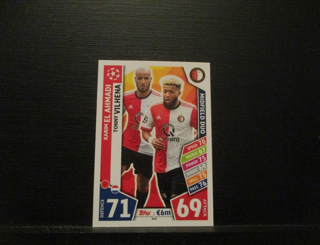 Karim El Ahmadi / Tonny Vilhena - UEFA Champions League Match Attax 2017/18 Original Trading Card #360