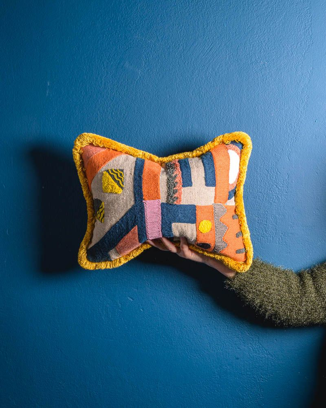 A Pierre Frey luxury decorative doubleface cover cushion geometric multicolor copricuscino fantasia geometrica home decoration