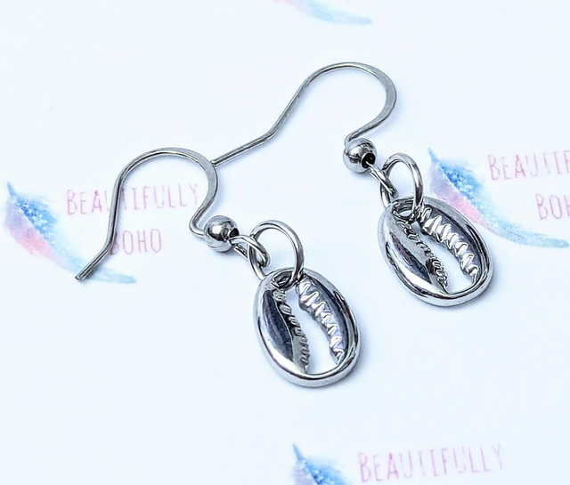 Stainless steel Cowrie Shell Drop Earrings 