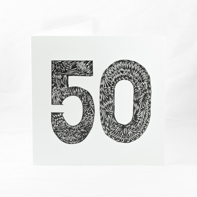 50th Ink Sketched Greeting Card 