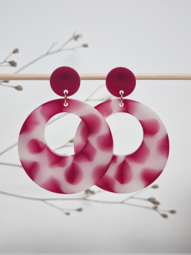 Grand rond : Framboise et blanc nacré