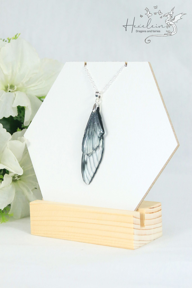 Obsidian Fairy Wings Pendant