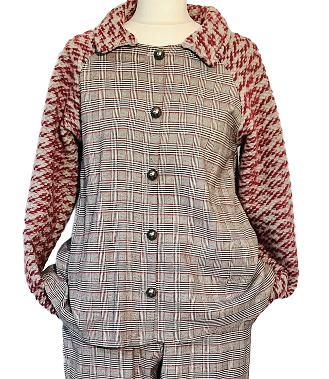 Veste prince de galles gris, rose - taille 38 (fr)