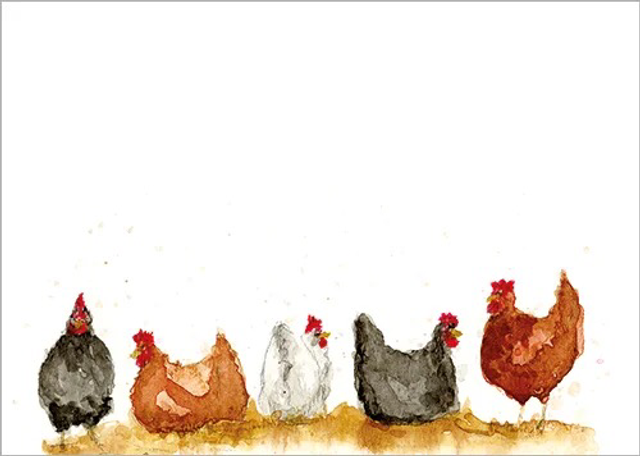 Notecards Hens in a Row NC005 