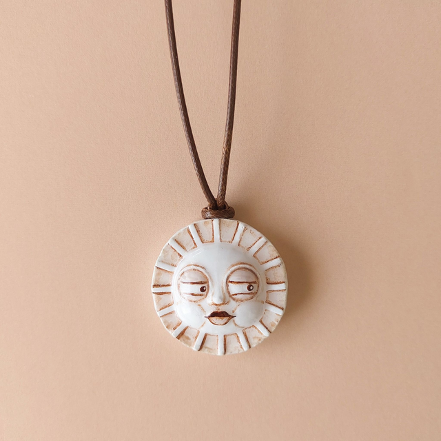 Fun sun necklace - Quirky sunny charm - Clay sun pendant - Air dry clay Charm