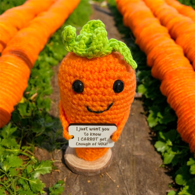 Crocheted positive pal (carrot)