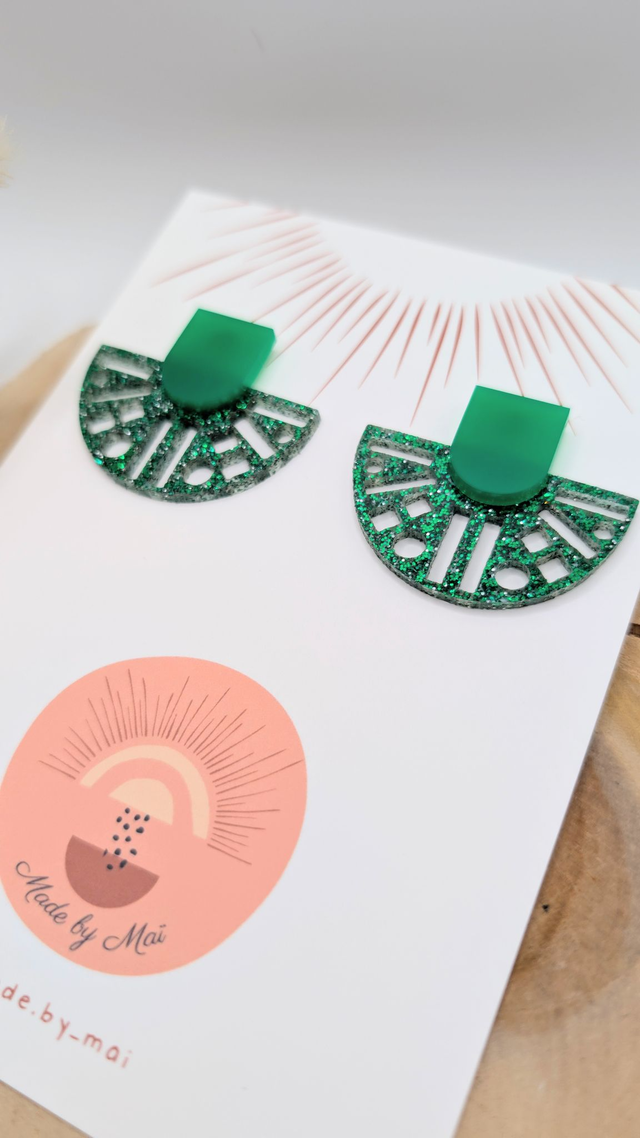 Boucles d'oreilles vertes en plexi