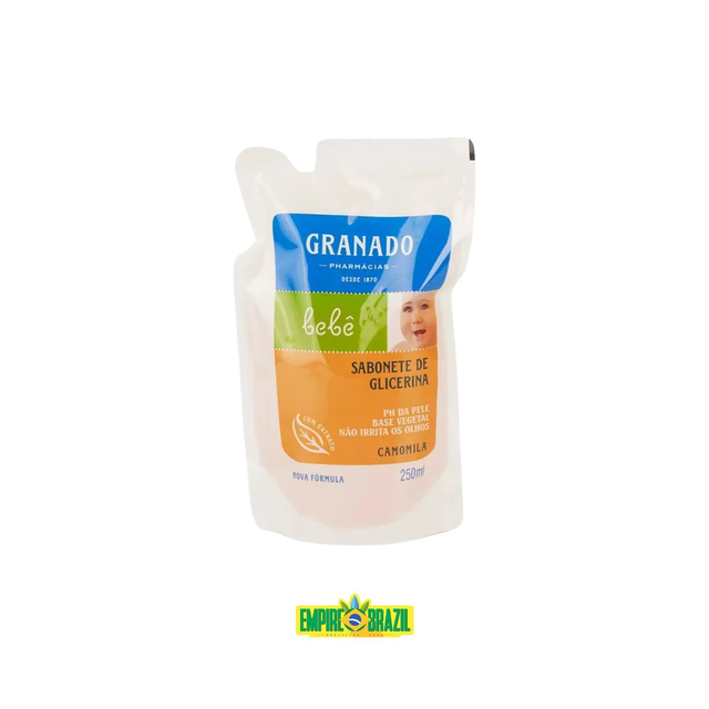 Sabonete Líquido de Glicerina para Bebê Camomila Refil / Refillable Liquid Glycerin Soap for Babies Chamomile Scent GRANADO 250ml