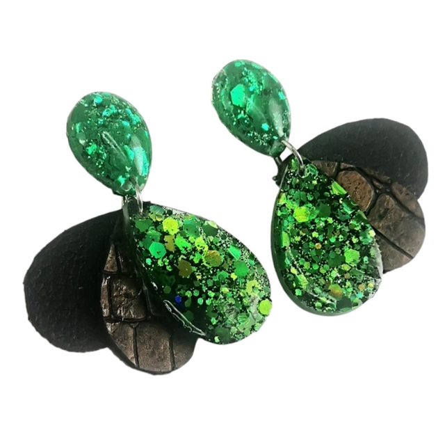 Boucles d'oreilles PAON MM vertes