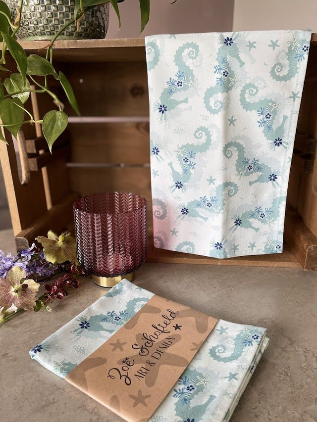 Tea Towel  - Seahore Galore 'Sage'