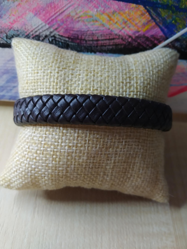Bracelet cuir tressé chocolat 