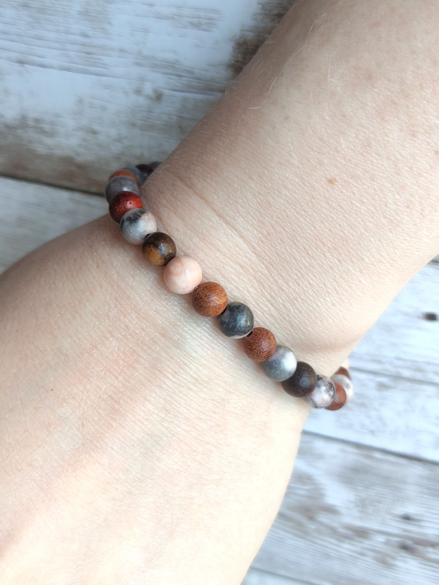 Bracelet lithothérapie &quot;Jaspe&quot; zèbre