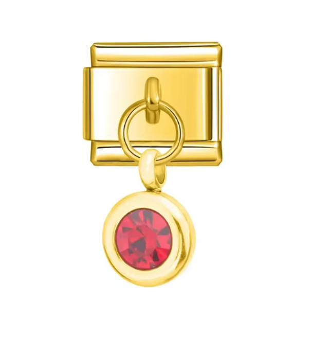 Charm Gema Roja Colgante Dorado
