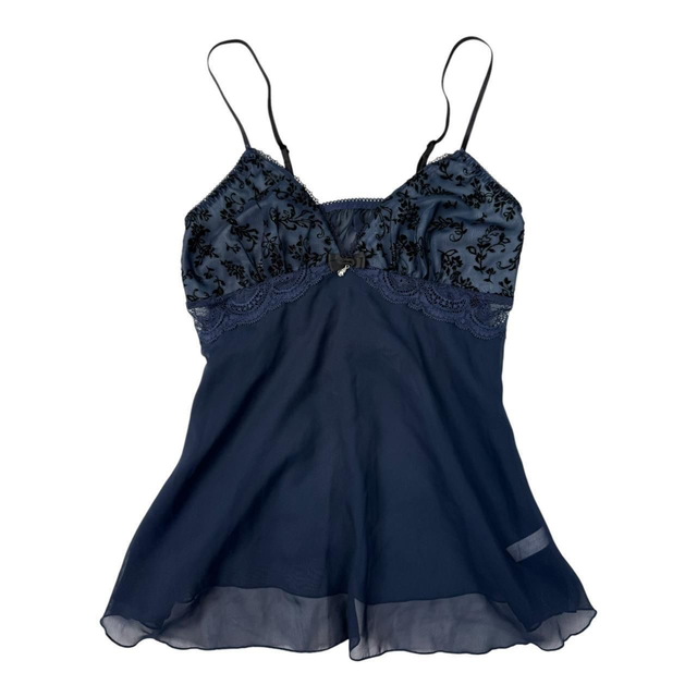 Japanese brand coquette navy blue glittery velvet cups 