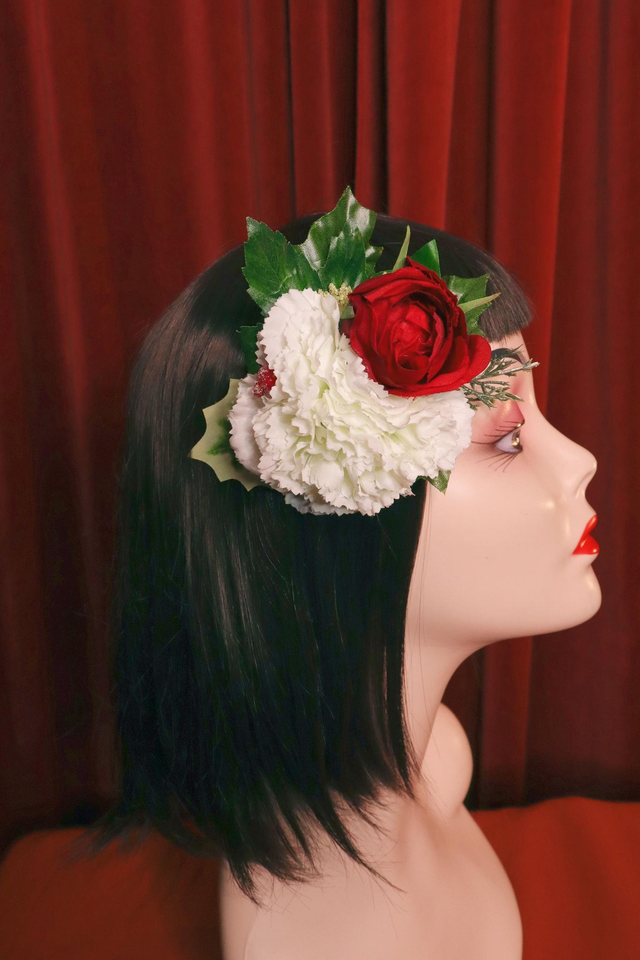 Hair flowers • M • white & red