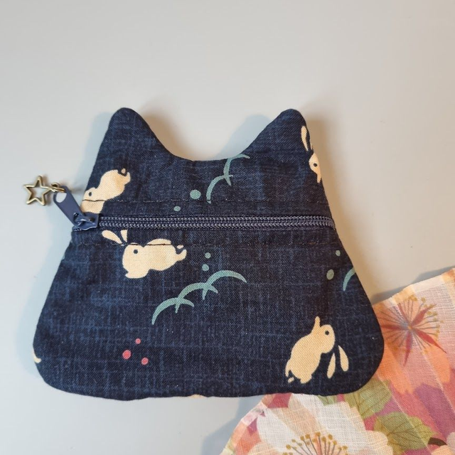 Porte-monnaie/cartes Chat "Kousagi" bleu marine