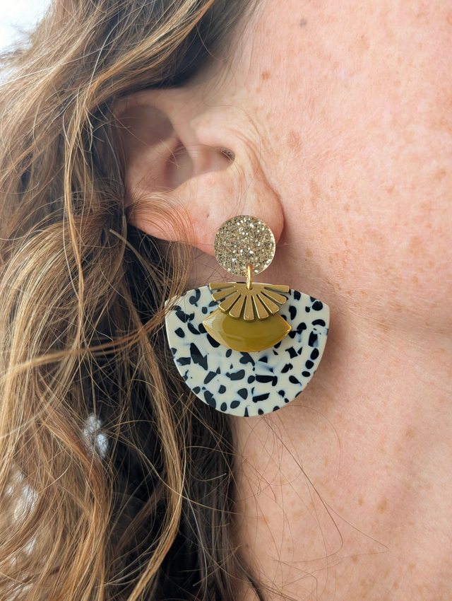 Boucles d'oreilles SUZON vert olive