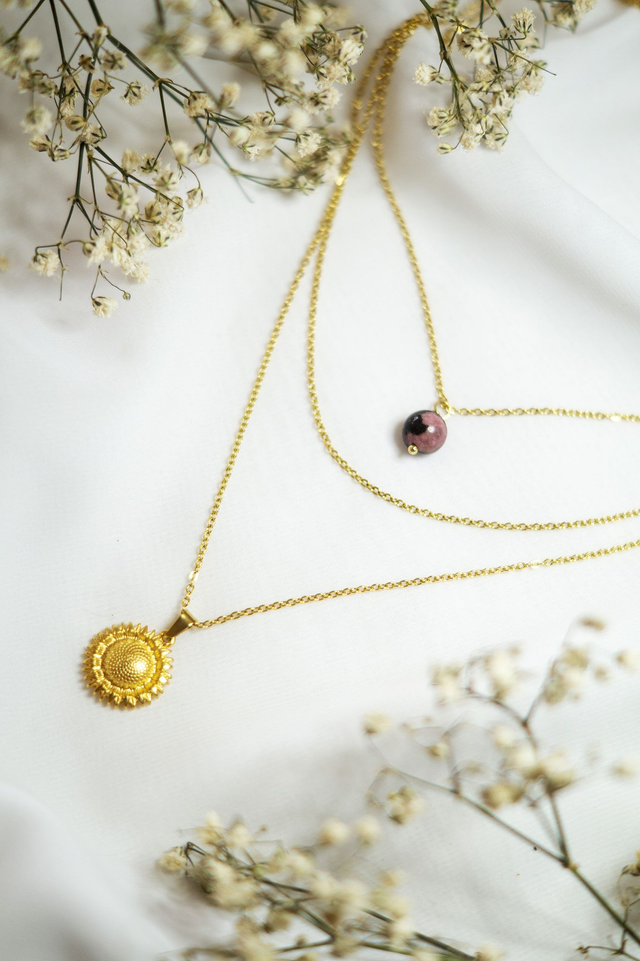 Collier triple - Soleil • en pierre naturelle