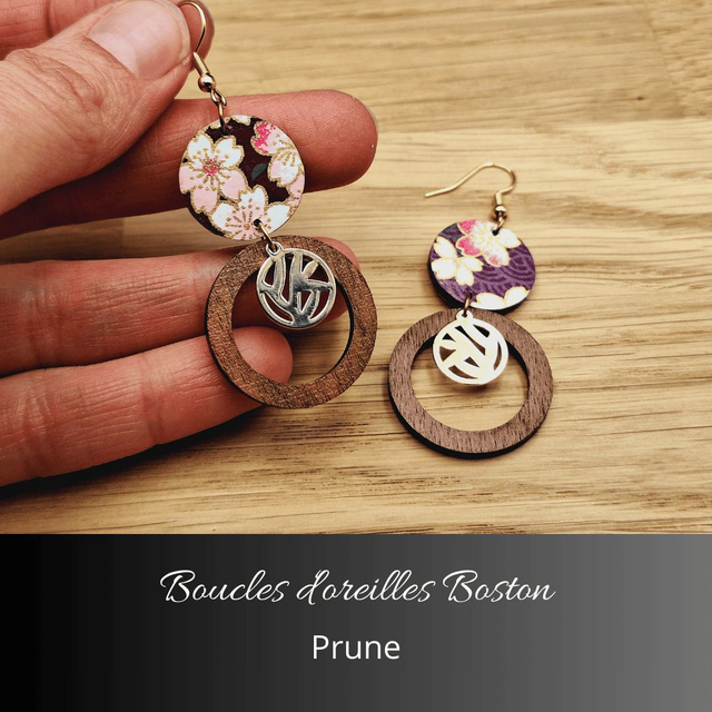 Boucles d&#039;oreilles Boston - Prune