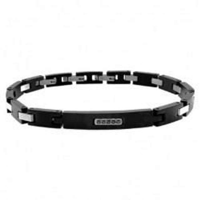 Bracciale uomo in acciaio colore nero con cristalli 