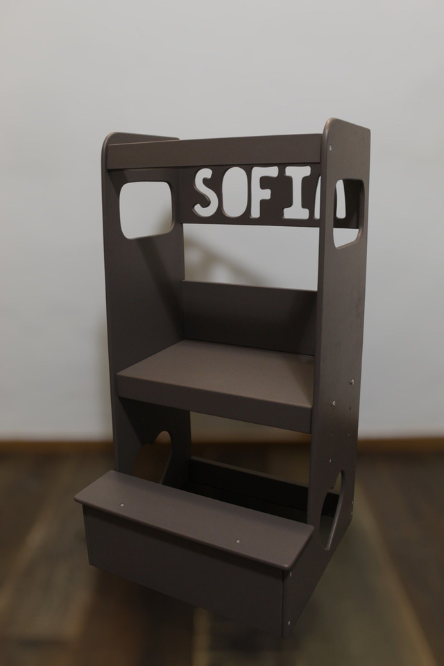 Learning Tower Personalizzabile con nome "CUORE" Regolabile 3 altezze