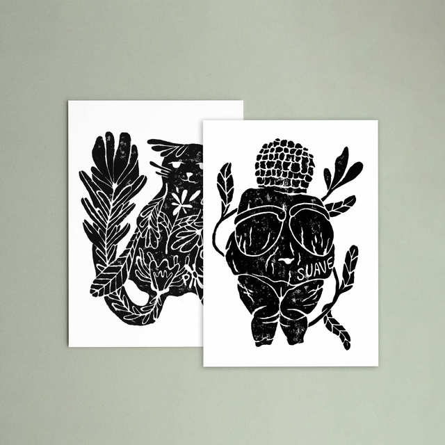 Format A6 - Lot de 2 linogravures