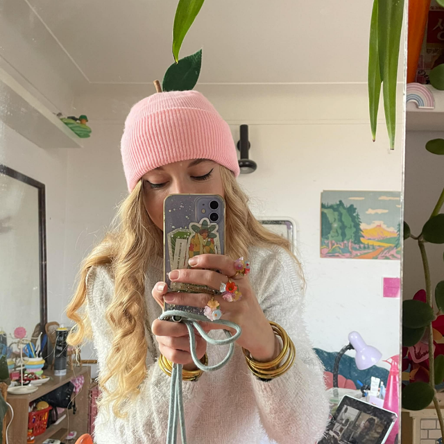 Bonnet rose bonbon côtelé